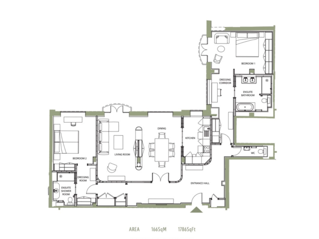 A Newly Refurbished Fully Furnished Serviced 2 Bedroom Apartment in a portered building