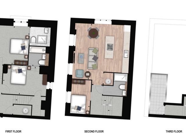 Fully Furnished Riverview Interior Designed Penthouse Apartment tor Rent in Palace Wharf, Rainville