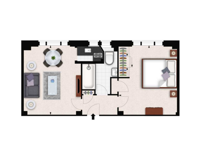 This stunning one bedroom apartment is situated on the six floor of this beautiful red brick buildin